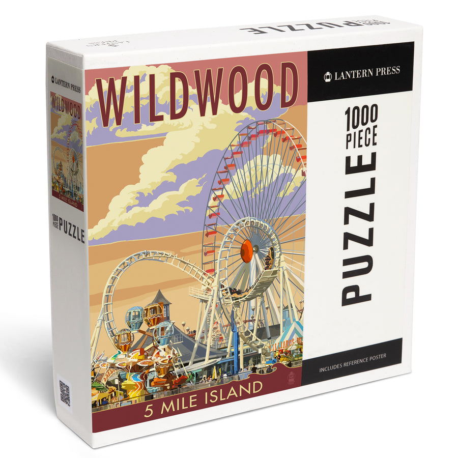 Wildwood, New Jersey, Pier and Sunset, Jigsaw Puzzle Puzzle Lantern Press 