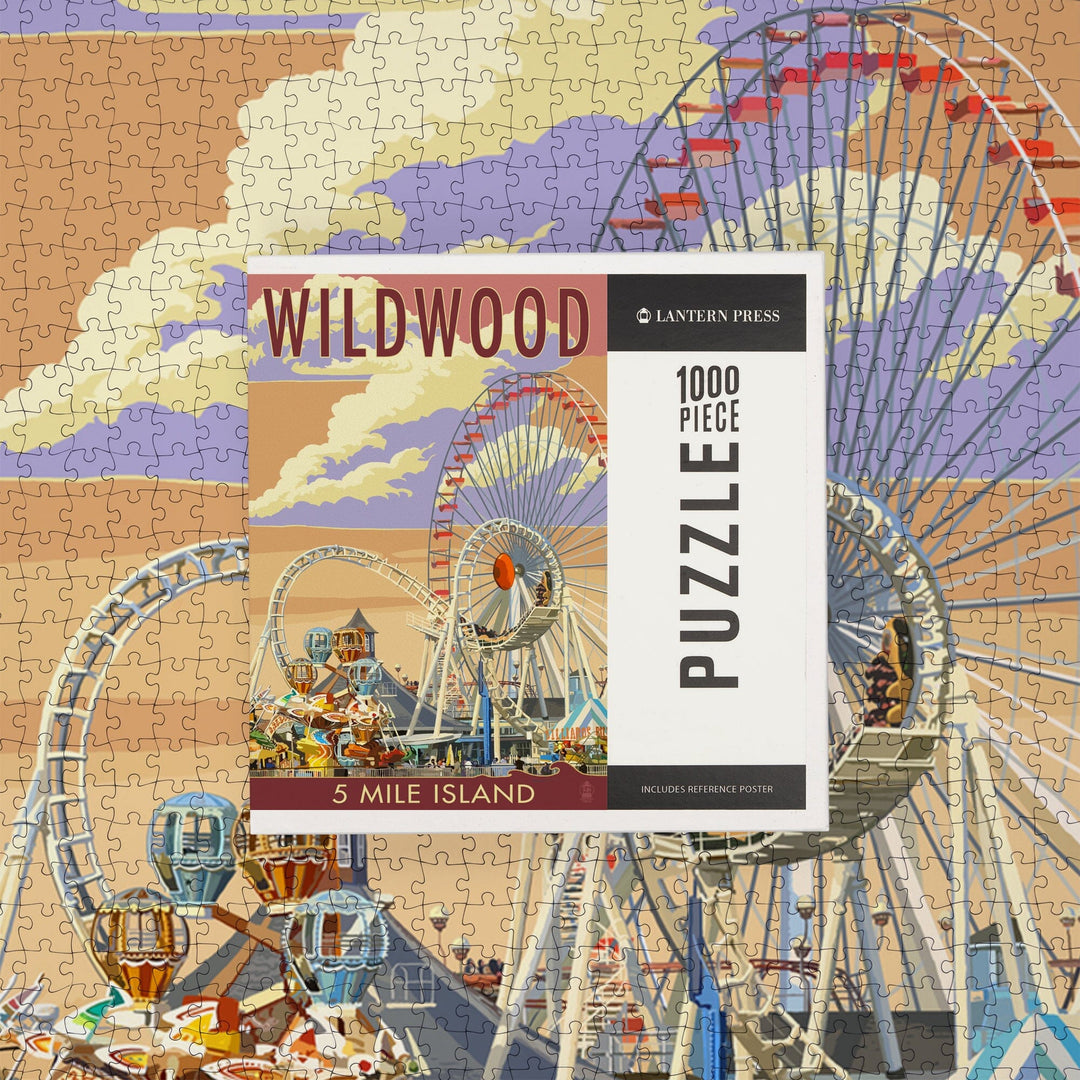 Wildwood, New Jersey, Pier and Sunset, Jigsaw Puzzle Puzzle Lantern Press 