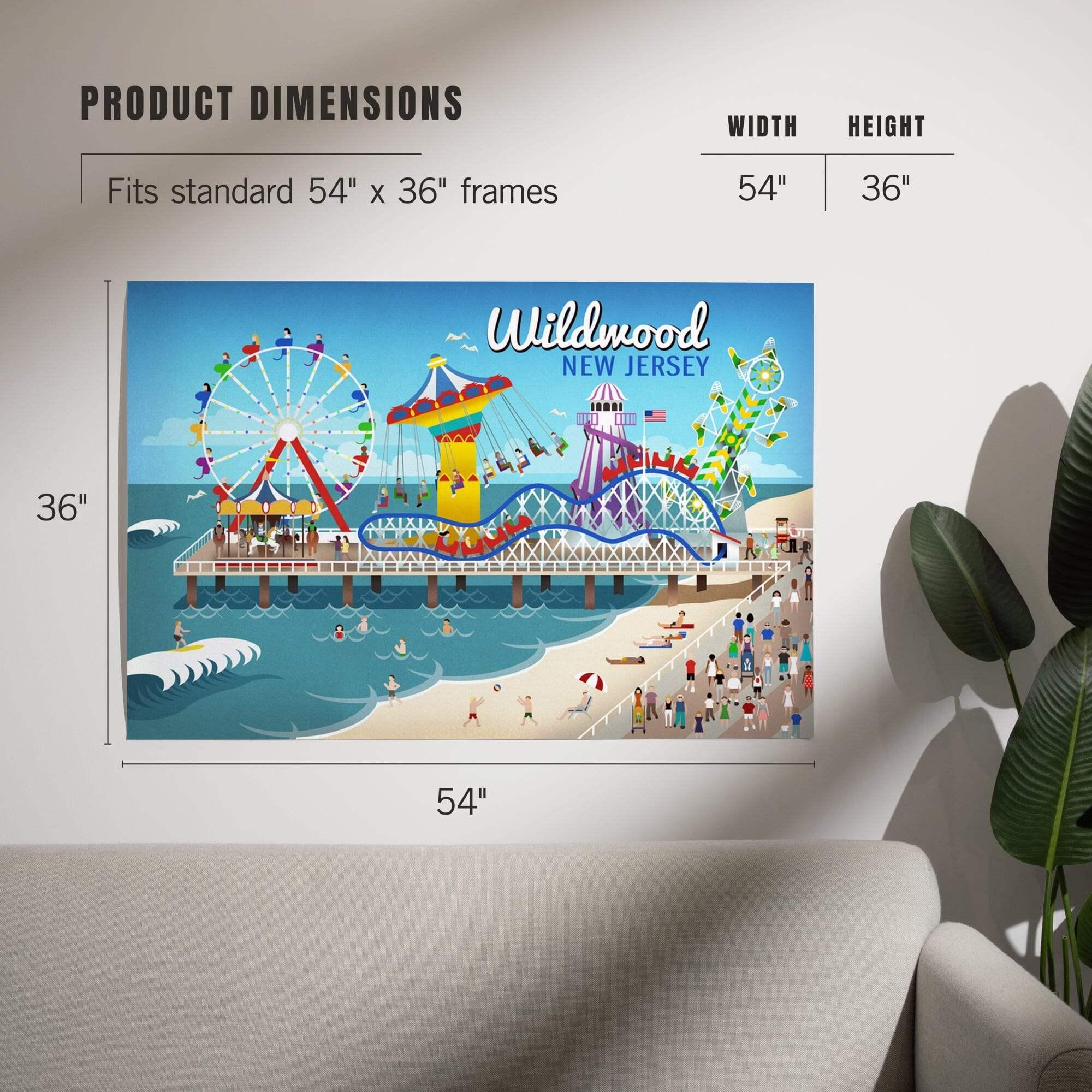 Wildwood, New Jersey, Retro Beach Boardwalk art & giclee prints