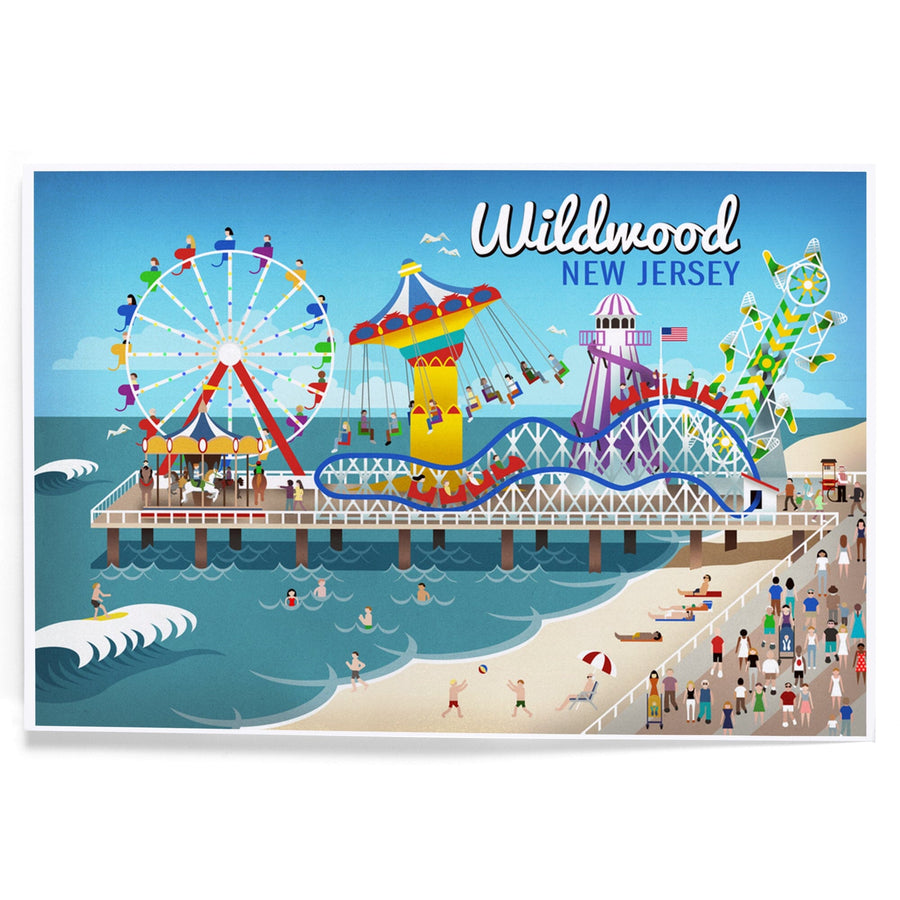 Wildwood, New Jersey, Retro Beach Boardwalk, Art & Giclee Prints Art Lantern Press 