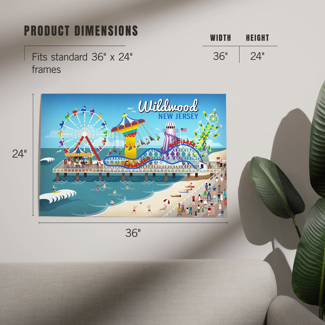 Wildwood, New Jersey, Retro Beach Boardwalk, Art & Giclee Prints Art Lantern Press 