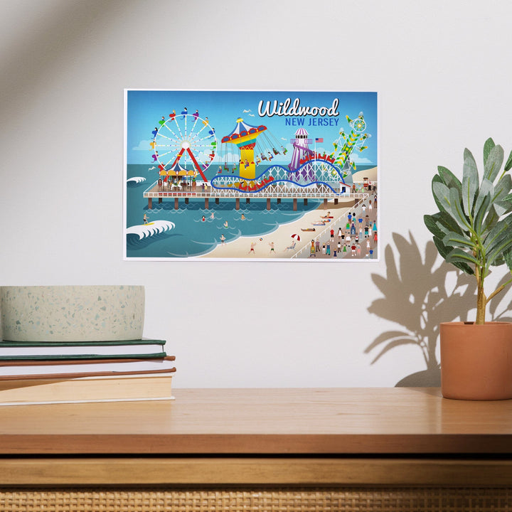 Wildwood, New Jersey, Retro Beach Boardwalk, Art & Giclee Prints Art Lantern Press 