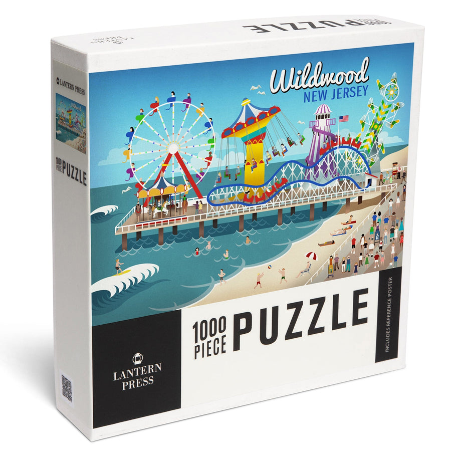 Wildwood, New Jersey, Retro Beach Boardwalk, Jigsaw Puzzle Puzzle Lantern Press 