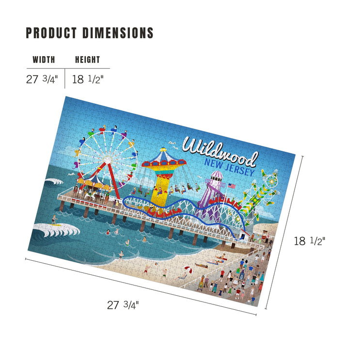 Wildwood, New Jersey, Retro Beach Boardwalk, Jigsaw Puzzle Puzzle Lantern Press 