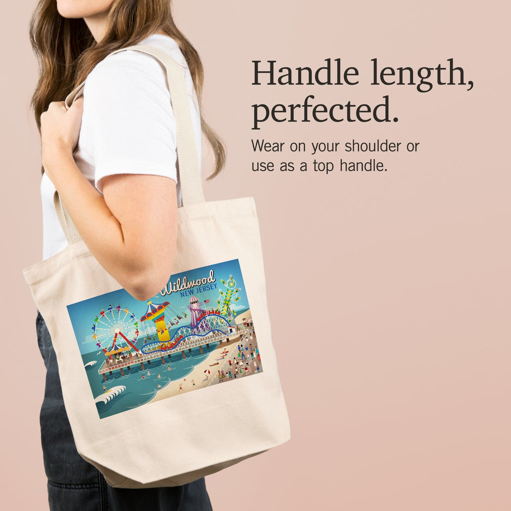 Wildwood, New Jersey, Retro Beach Boardwalk, Tote Bag Totes Lantern Press 