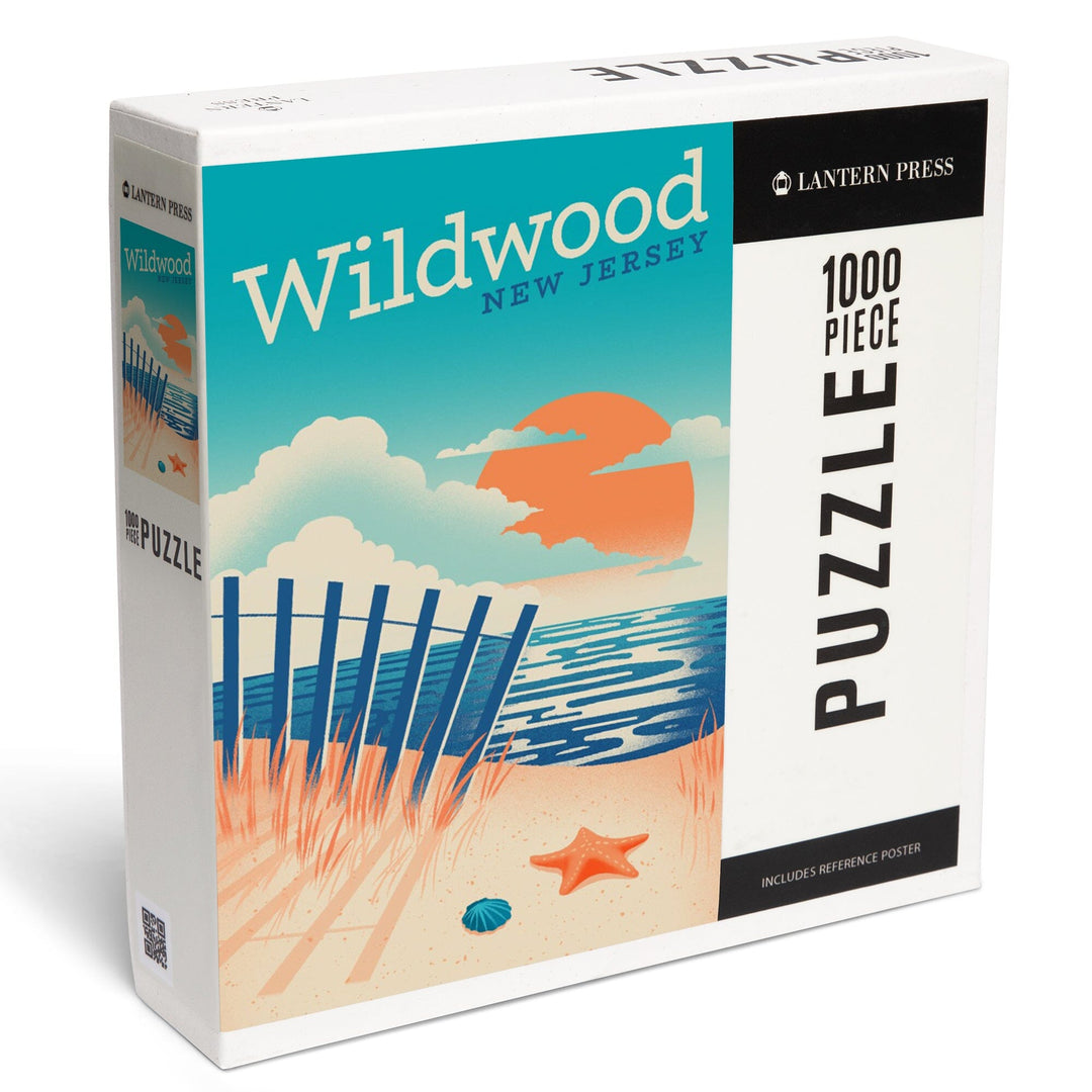 Wildwood, New Jersey, Sun-faded Shoreline Collection, Glowing Shore, Beach Scene, Jigsaw Puzzle Puzzle Lantern Press 