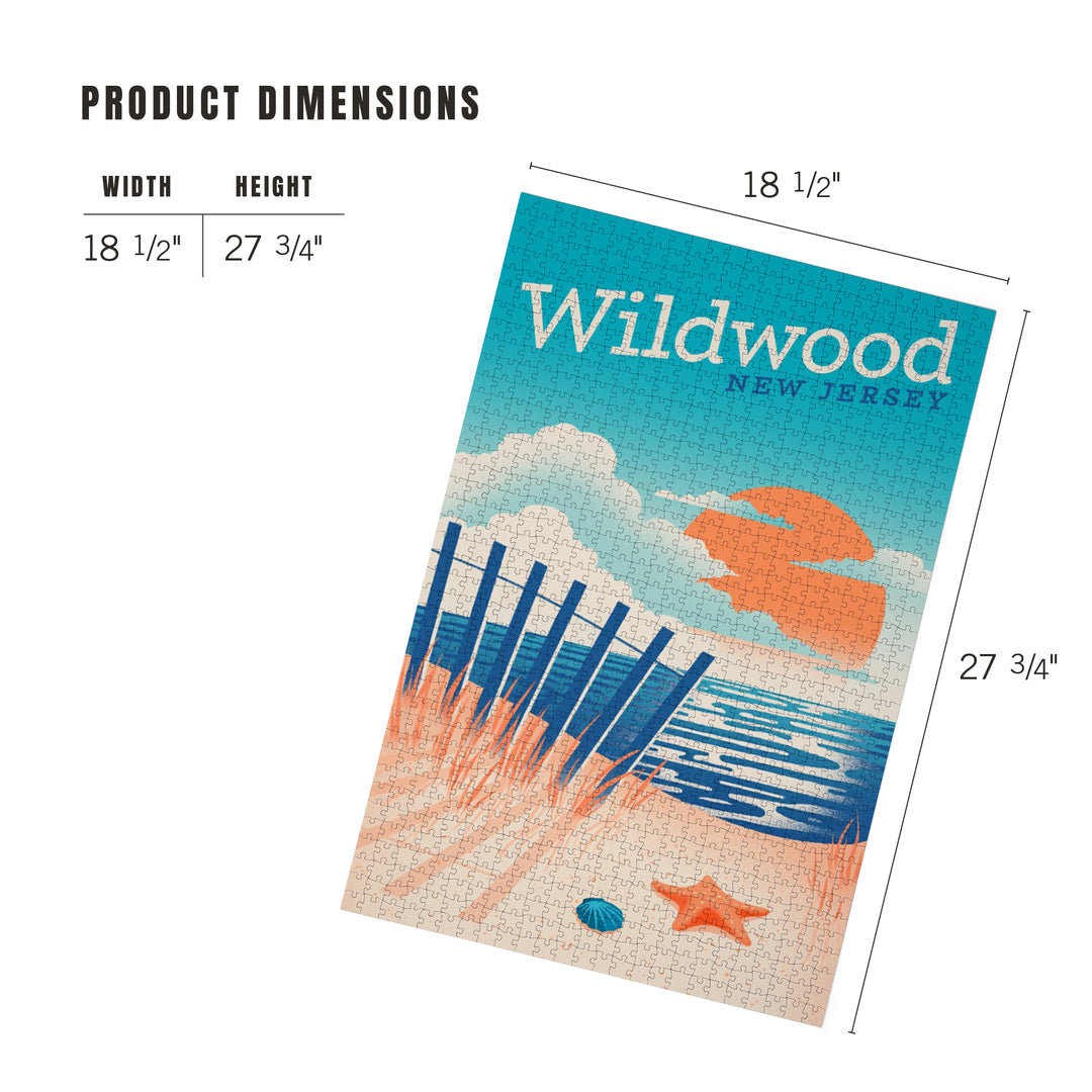 Wildwood, New Jersey, Sun-faded Shoreline Collection, Glowing Shore, Beach Scene, Jigsaw Puzzle Puzzle Lantern Press 