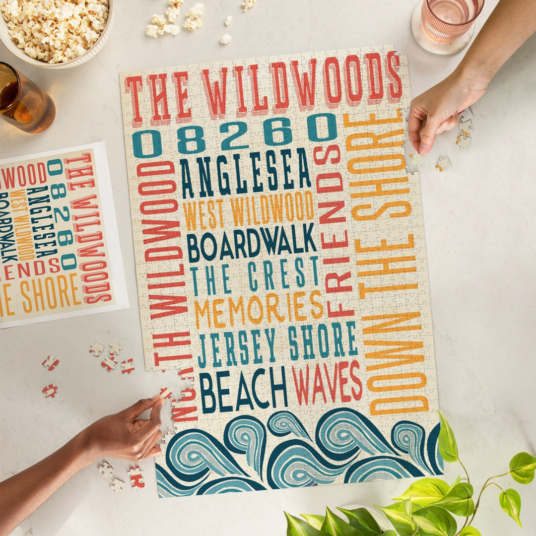 Wildwood, New Jersey, Typography, Jigsaw Puzzle Puzzle Lantern Press 