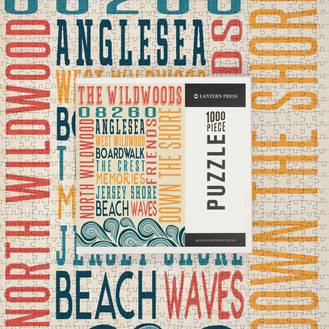 Wildwood, New Jersey, Typography, Jigsaw Puzzle Puzzle Lantern Press 