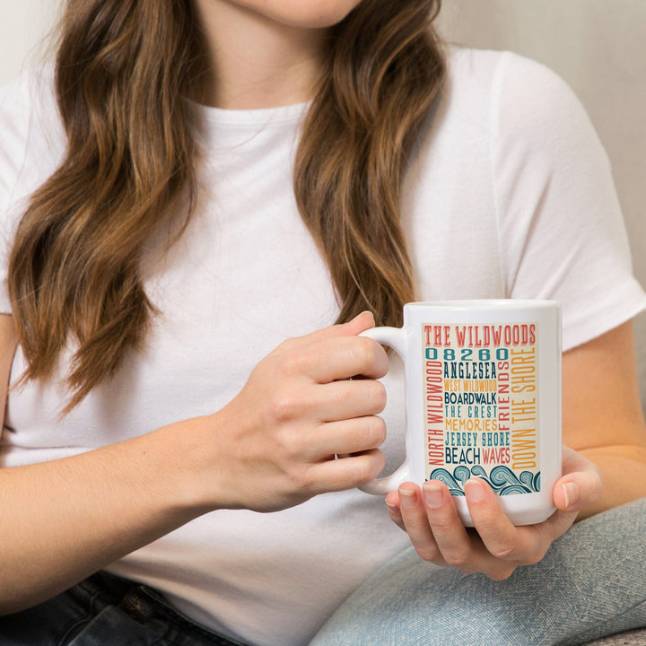 Wildwood, New Jersey, Typography, Lantern Press Artwork, Ceramic Mug Mugs Lantern Press 