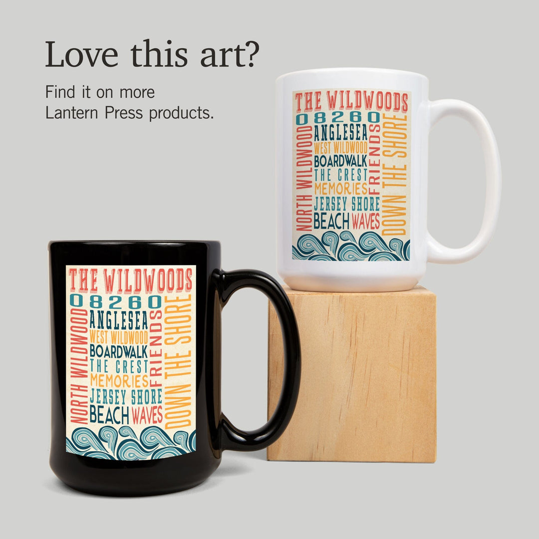 Wildwood, New Jersey, Typography, Lantern Press Artwork, Ceramic Mug Mugs Lantern Press 