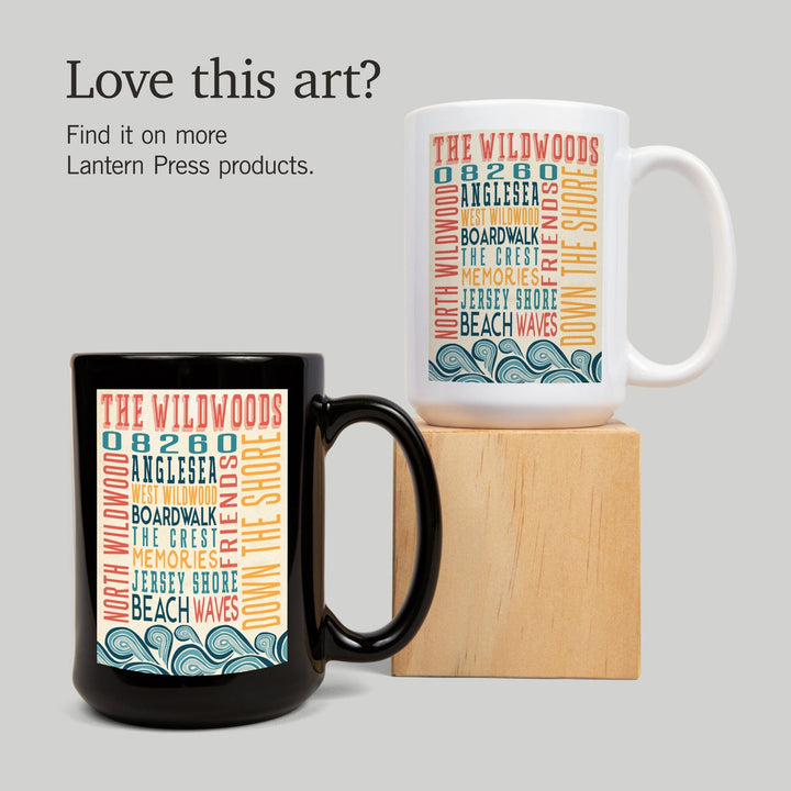 Wildwood, New Jersey, Typography, Lantern Press Artwork, Ceramic Mug Mugs Lantern Press 