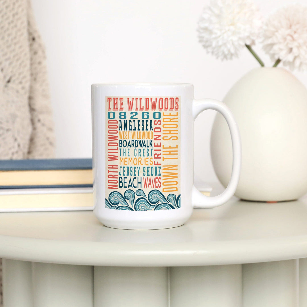 Wildwood, New Jersey, Typography, Lantern Press Artwork, Ceramic Mug Mugs Lantern Press 