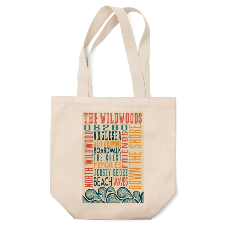 Wildwood, New Jersey, Typography, Lantern Press Artwork, Tote Bag Totes Lantern Press 