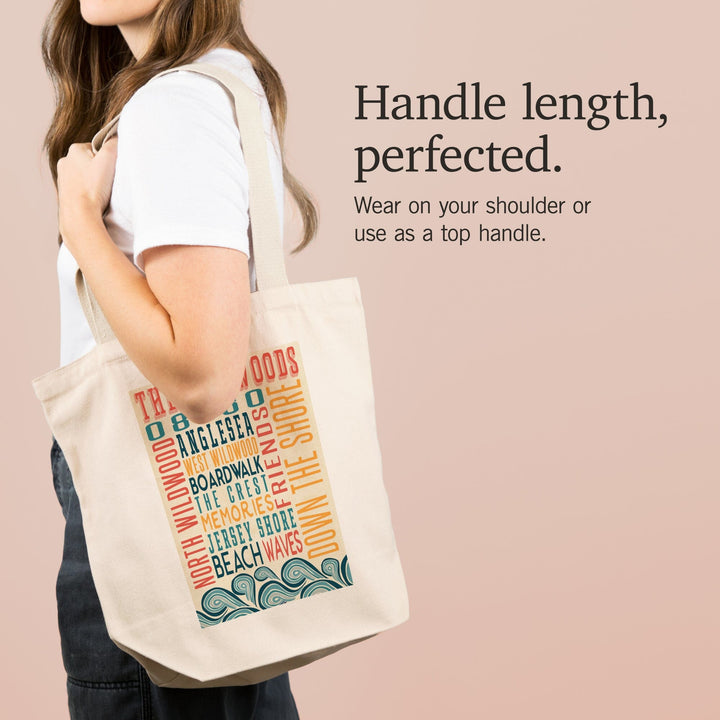 Wildwood, New Jersey, Typography, Lantern Press Artwork, Tote Bag Totes Lantern Press 