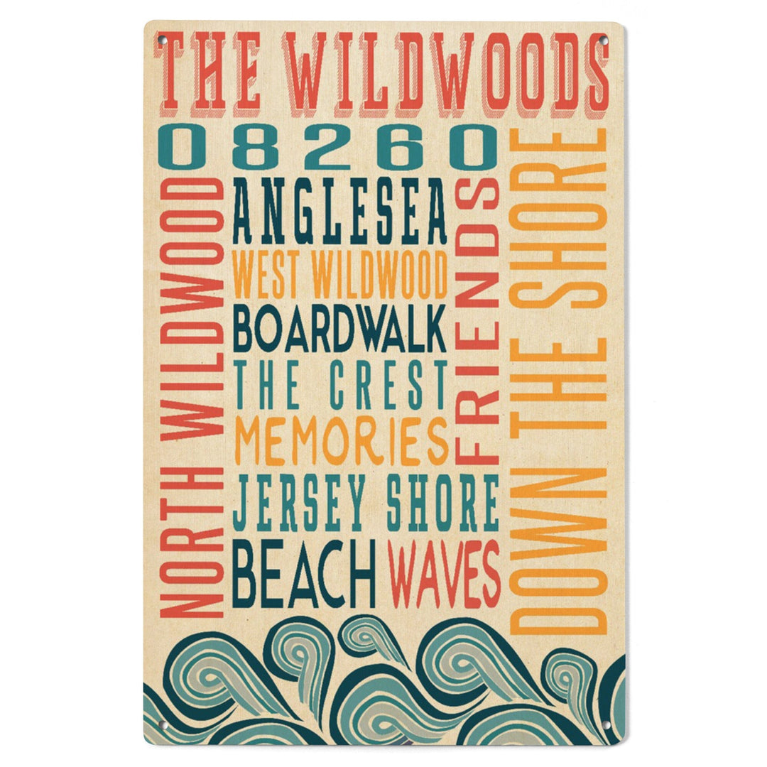 Wildwood, New Jersey, Typography, Lantern Press Artwork, Wood Signs and Postcards Wood Lantern Press 