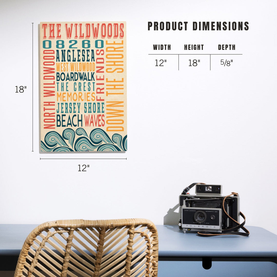 Wildwood, New Jersey, Typography, Lantern Press Artwork, Wood Signs and Postcards Wood Lantern Press 