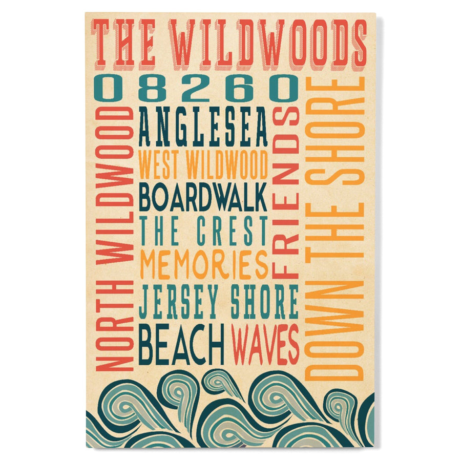 Wildwood, New Jersey, Typography, Lantern Press Artwork, Wood Signs and Postcards Wood Lantern Press 