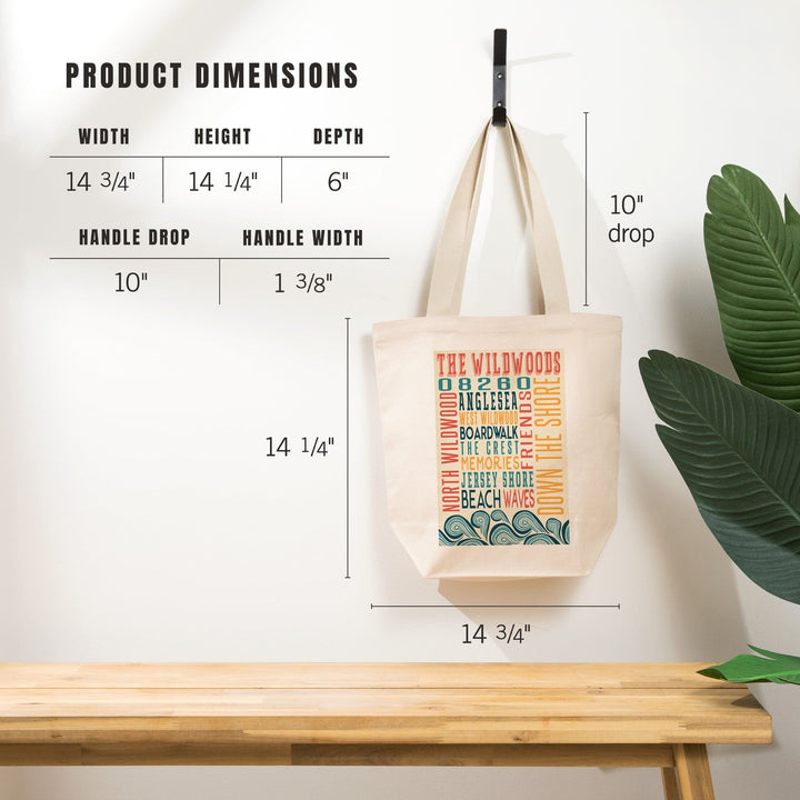 Wildwood, New Jersey, Typography, Tote Bag Totes Lantern Press 