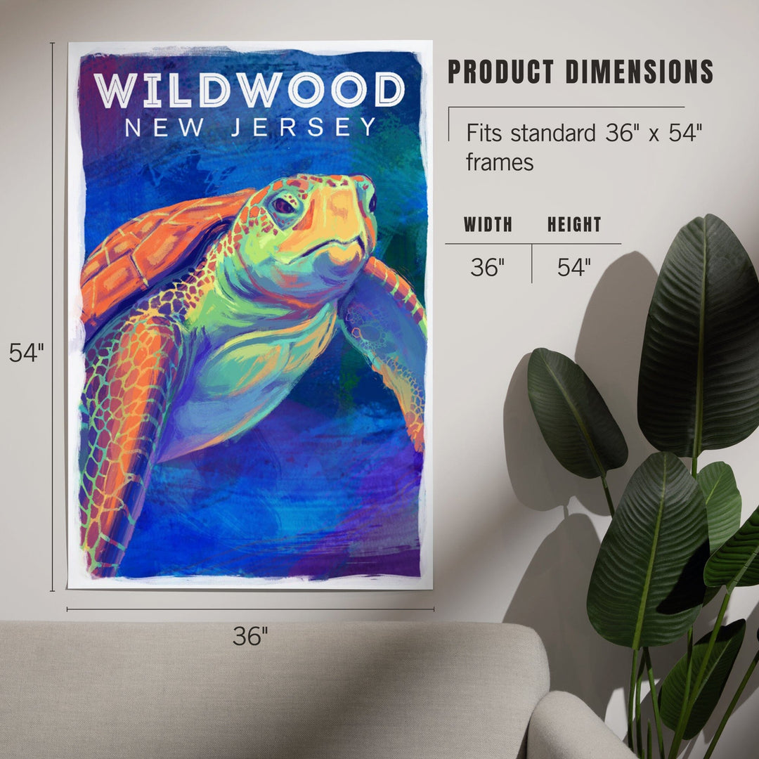 Wildwood, New Jersey, Vivid, Sea Turtle, Art & Giclee Prints Art Lantern Press 