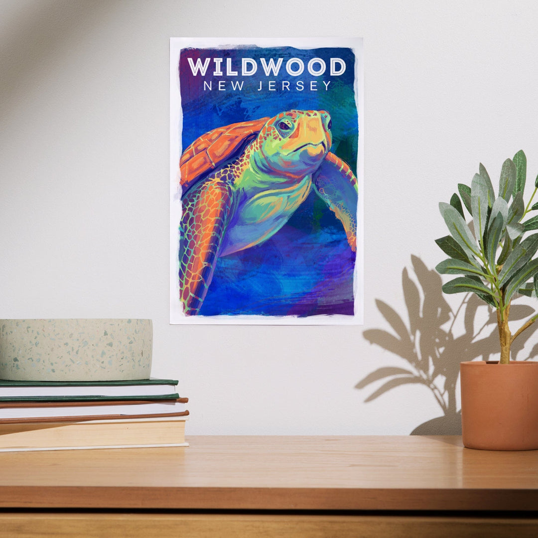 Wildwood, New Jersey, Vivid, Sea Turtle, Art & Giclee Prints Art Lantern Press 