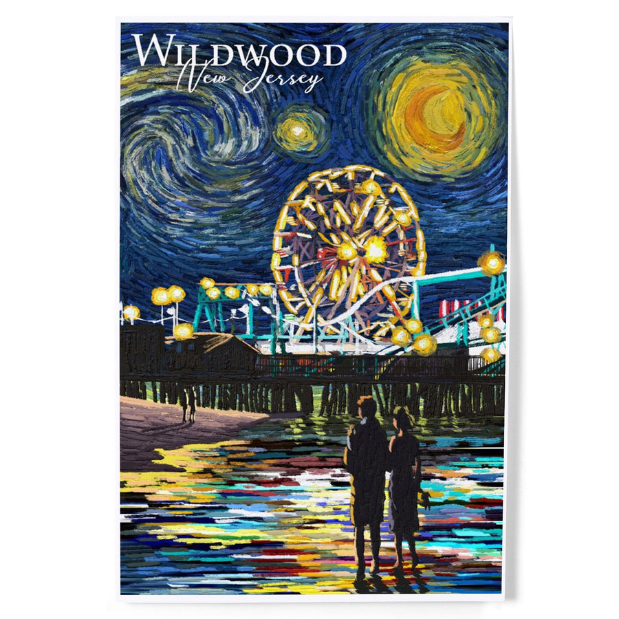Wildwood, New Jersey, Wildwood Pier, Starry Night, Art & Giclee Prints Art Lantern Press 