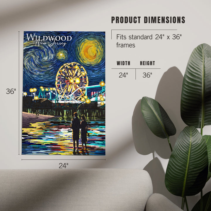 Wildwood, New Jersey, Wildwood Pier, Starry Night, Art & Giclee Prints Art Lantern Press 