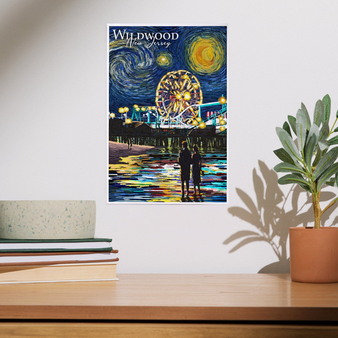 Wildwood, New Jersey, Wildwood Pier, Starry Night, Art & Giclee Prints Art Lantern Press 