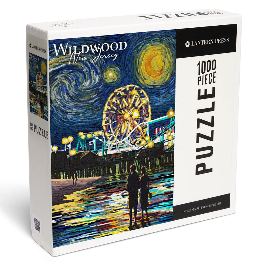 Wildwood, New Jersey, Wildwood Pier, Starry Night, Jigsaw Puzzle Puzzle Lantern Press 