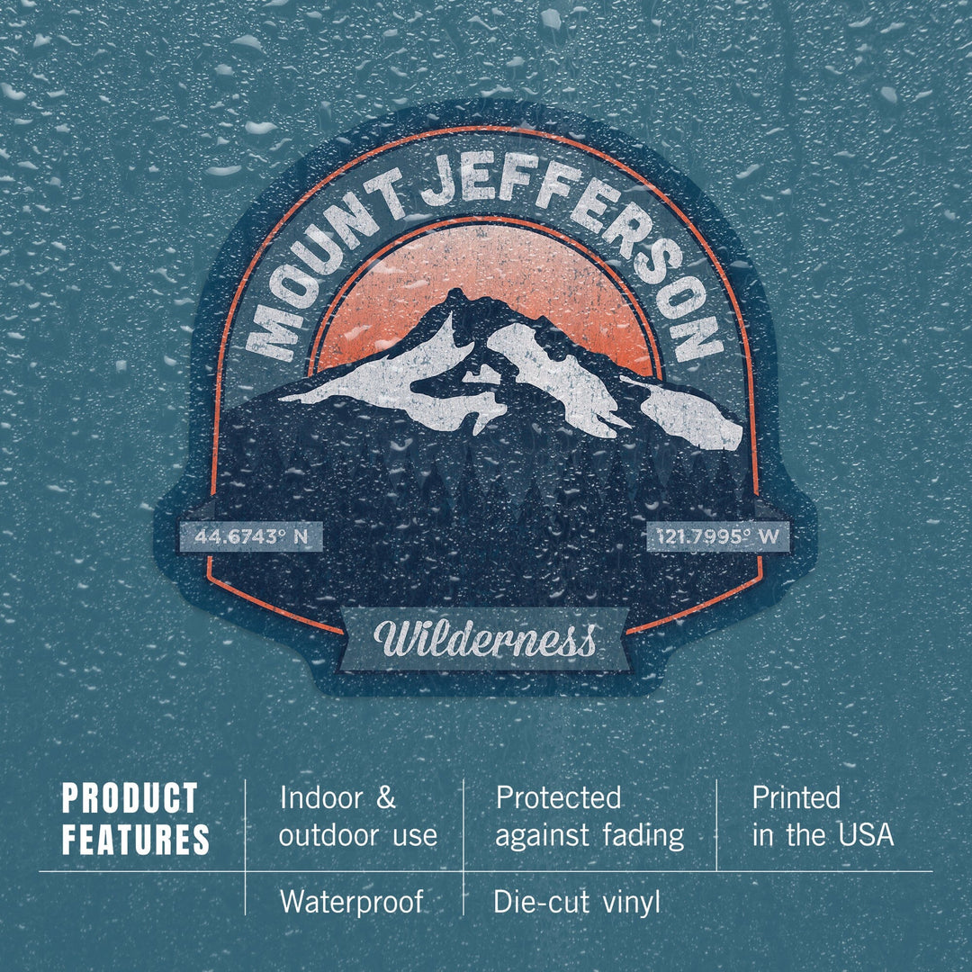 Willamette National Forest, Oregon, Mount Jefferson Wilderness, PNW Volcanoes, Contour, Vinyl Sticker Sticker Lantern Press 