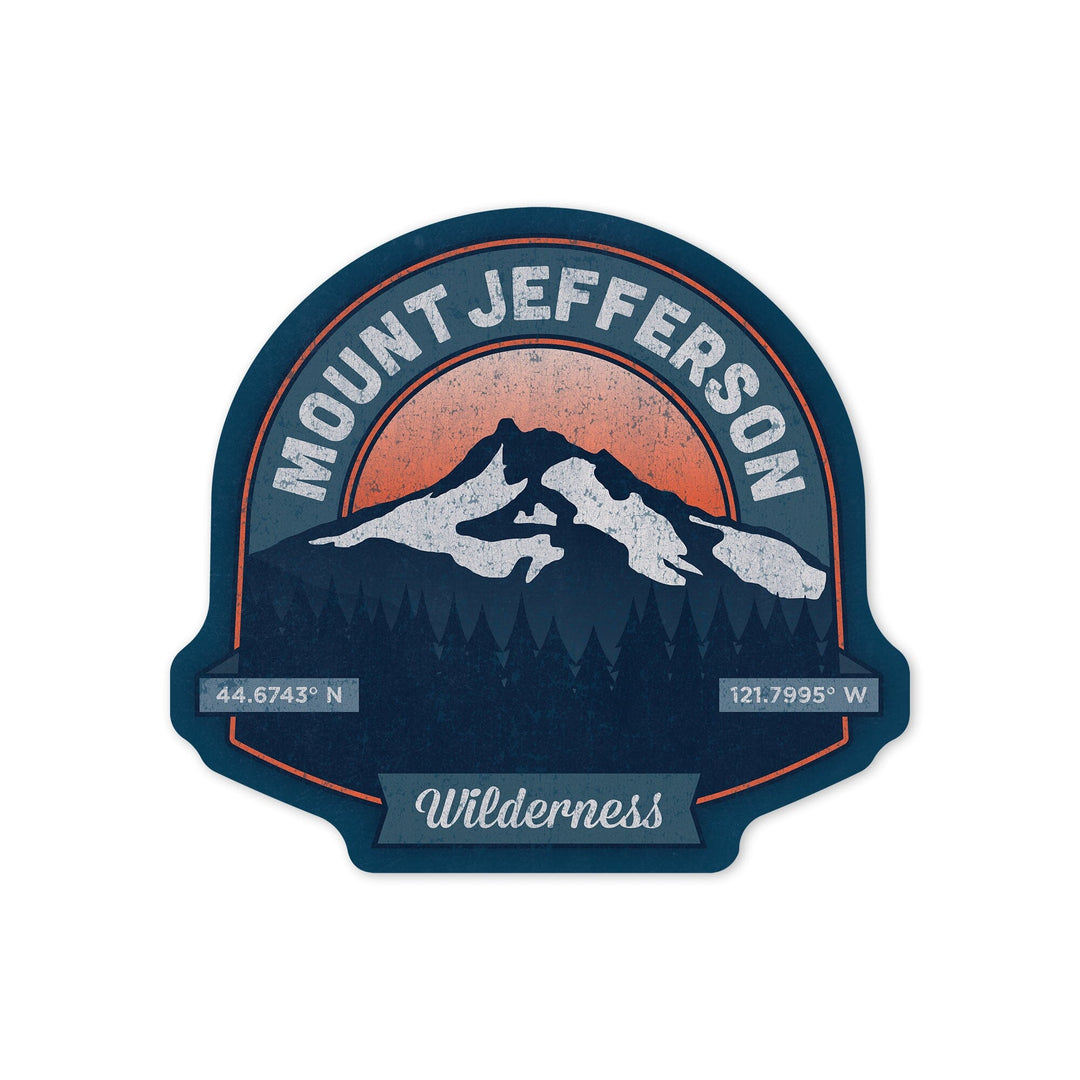 Willamette National Forest, Oregon, Mount Jefferson Wilderness, PNW Volcanoes, Contour, Vinyl Sticker Sticker Lantern Press 