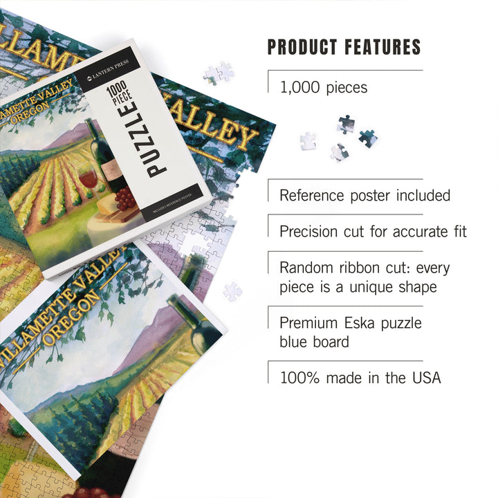 Willamette Valley, Oregon, Wine Country, Jigsaw Puzzle Puzzle Lantern Press 