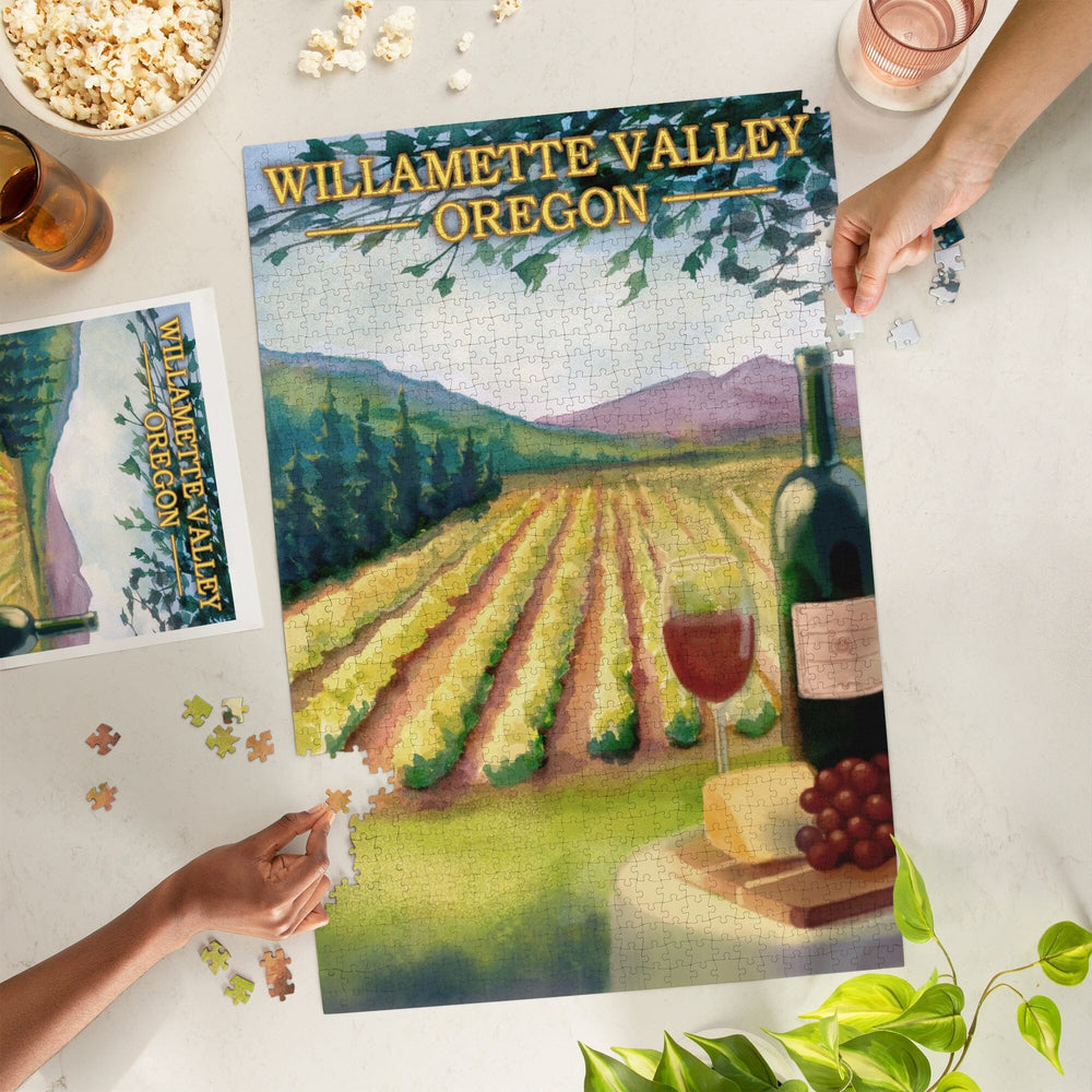 Willamette Valley, Oregon, Wine Country, Jigsaw Puzzle Puzzle Lantern Press 