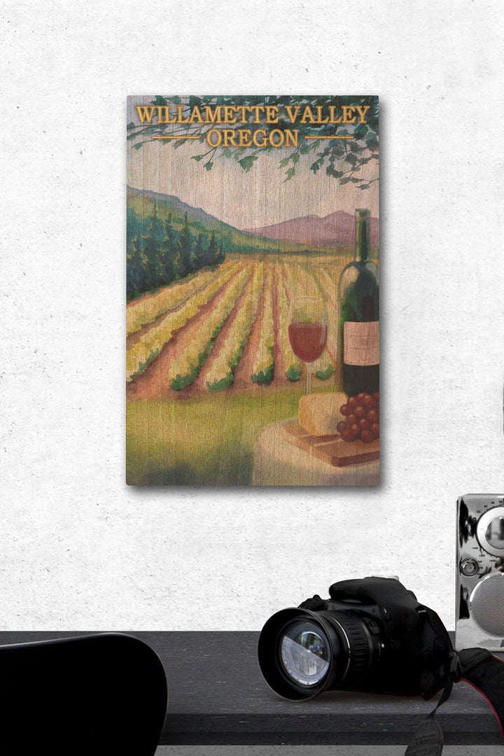 Willamette Valley, Oregon, Wine Country, Lantern Press Artwork, Wood Signs and Postcards Wood Lantern Press 12 x 18 Wood Gallery Print 