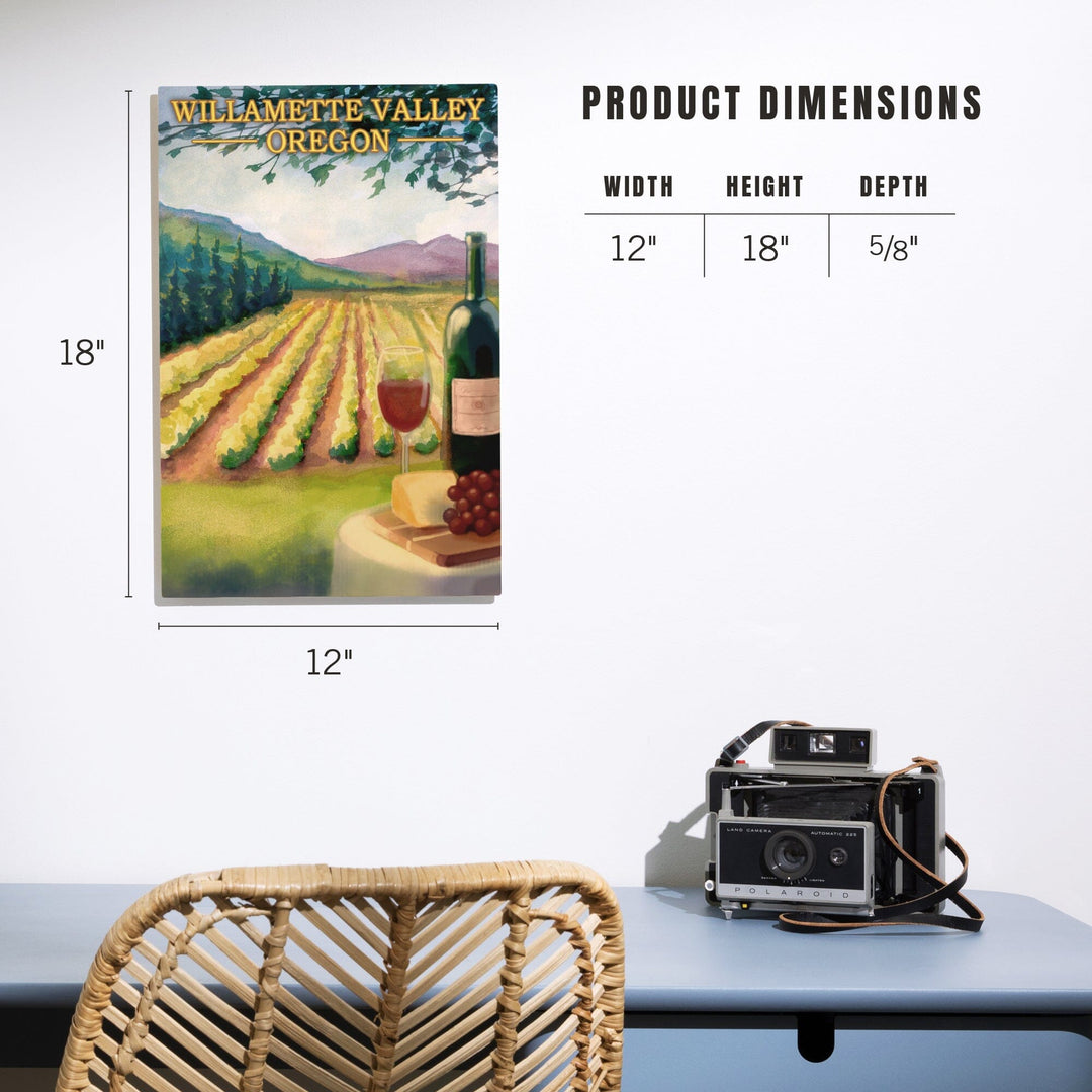 Willamette Valley, Oregon, Wine Country, Lantern Press Artwork, Wood Signs and Postcards Wood Lantern Press 