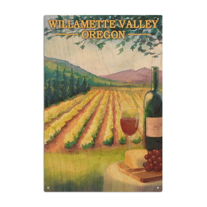 Willamette Valley, Oregon, Wine Country, Lantern Press Artwork, Wood Signs and Postcards Wood Lantern Press 6x9 Wood Sign 