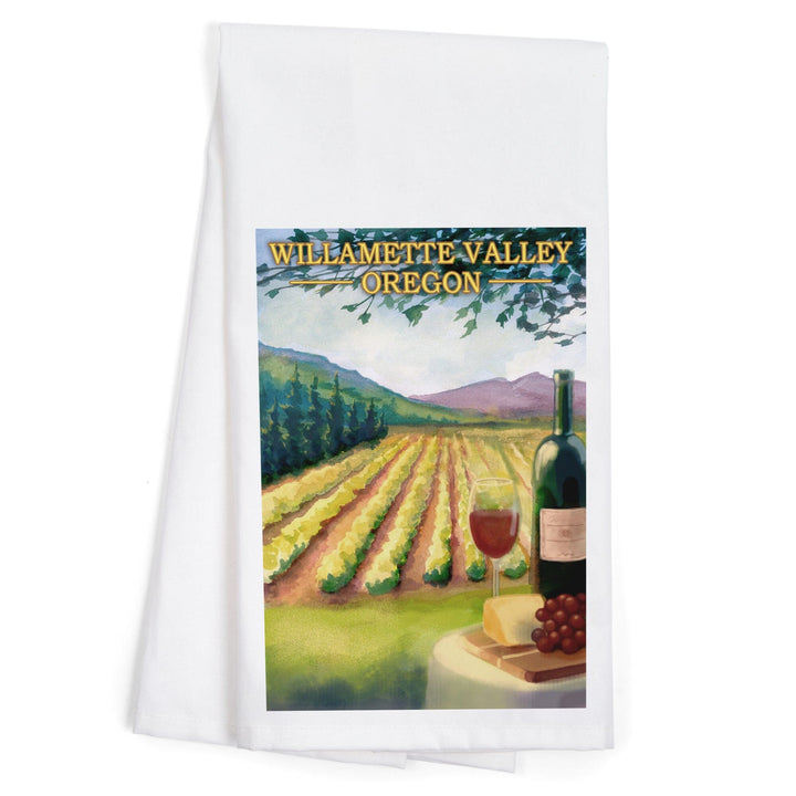 Willamette Valley, Oregon, Wine Country, Organic Cotton Kitchen Tea Towels Kitchen Lantern Press 