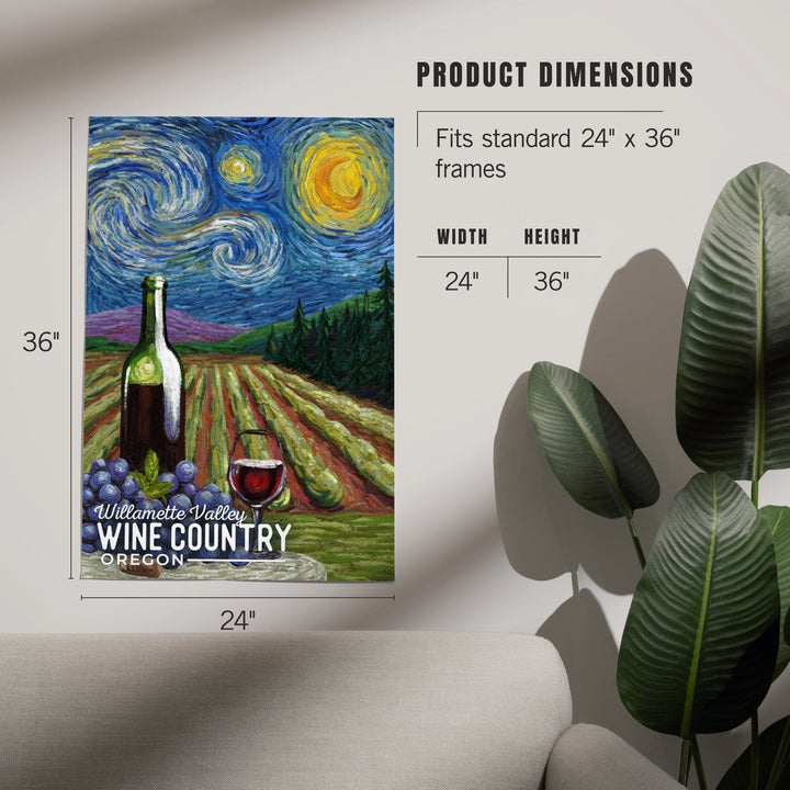 Willamette Valley, Oregon, Wine Country, Starry Night, Art & Giclee Prints Art Lantern Press 