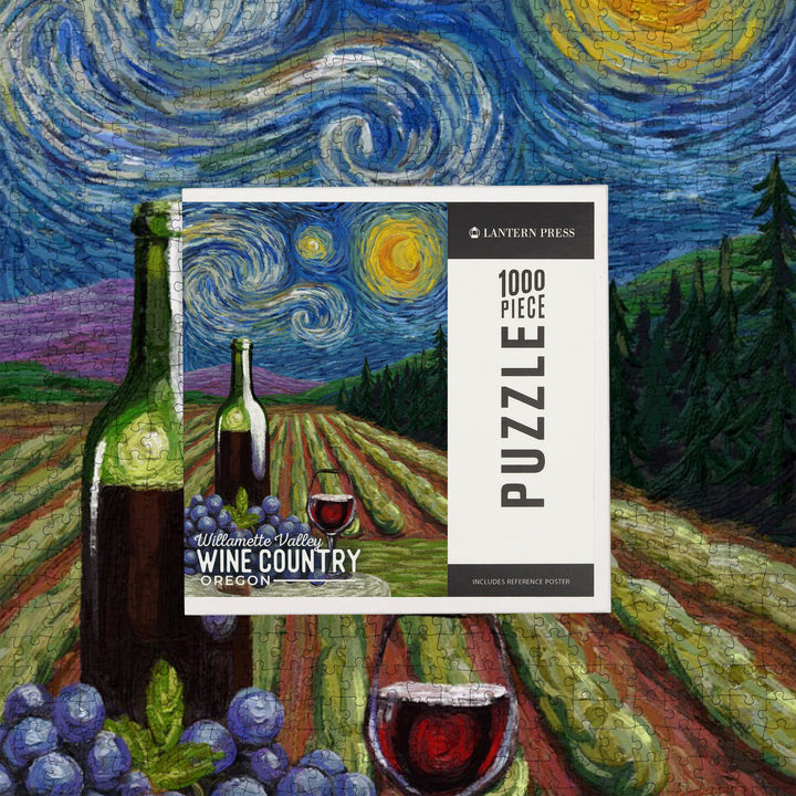 Willamette Valley, Oregon, Wine Country, Starry Night, Jigsaw Puzzle Puzzle Lantern Press 