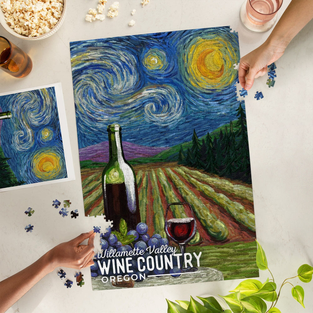 Willamette Valley, Oregon, Wine Country, Starry Night, Jigsaw Puzzle Puzzle Lantern Press 