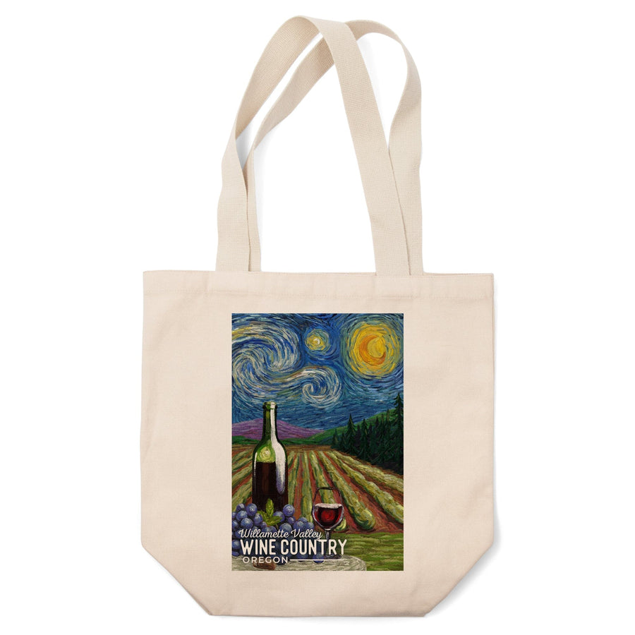 Willamette Valley, Oregon, Wine Country, Starry Night, Lantern Press Artwork, Tote Bag Totes Lantern Press 