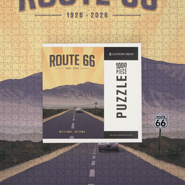 Williams, Arizona, Lithograph, Route 66 100 Year Anniversary, Jigsaw Puzzle Puzzle Lantern Press 