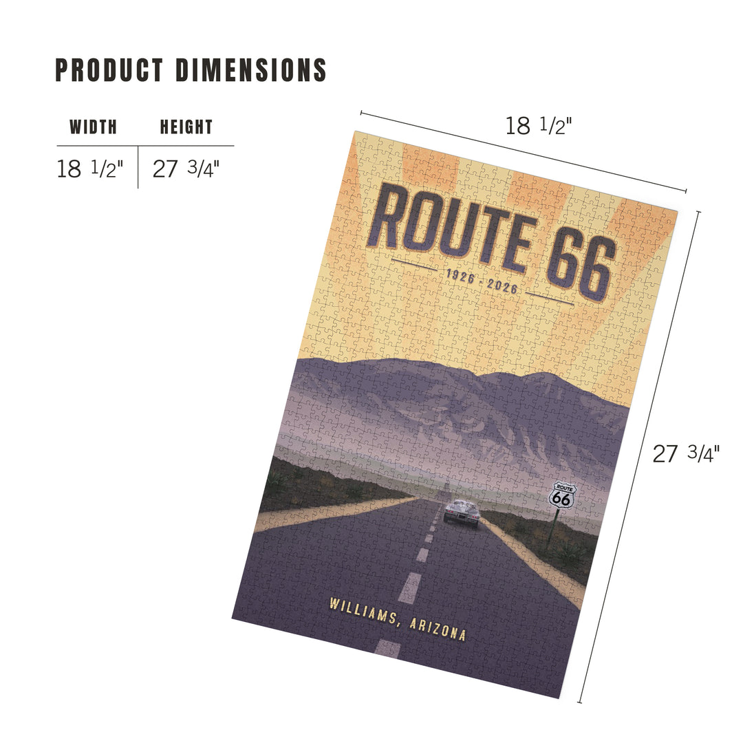 Williams, Arizona, Lithograph, Route 66 100 Year Anniversary, Jigsaw Puzzle Puzzle Lantern Press 