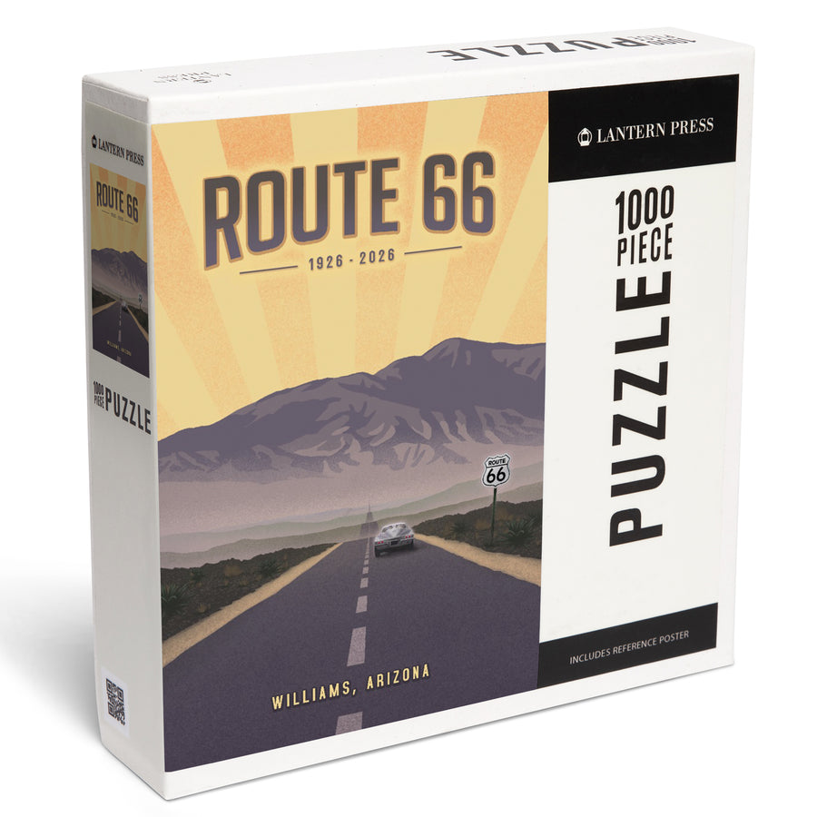 Williams, Arizona, Lithograph, Route 66 100 Year Anniversary, Jigsaw Puzzle Puzzle Lantern Press 