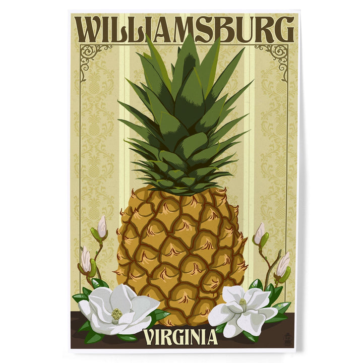 Williamsburg, Virginia, Colonial Pineapple, Art & Giclee Prints Art Lantern Press 12 x 18 Art Print 