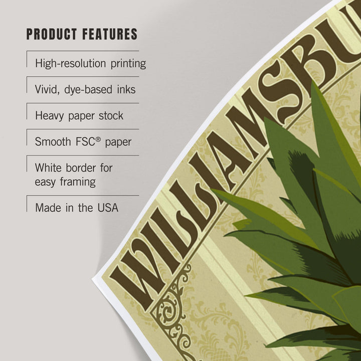 Williamsburg, Virginia, Colonial Pineapple, Art & Giclee Prints Art Lantern Press 