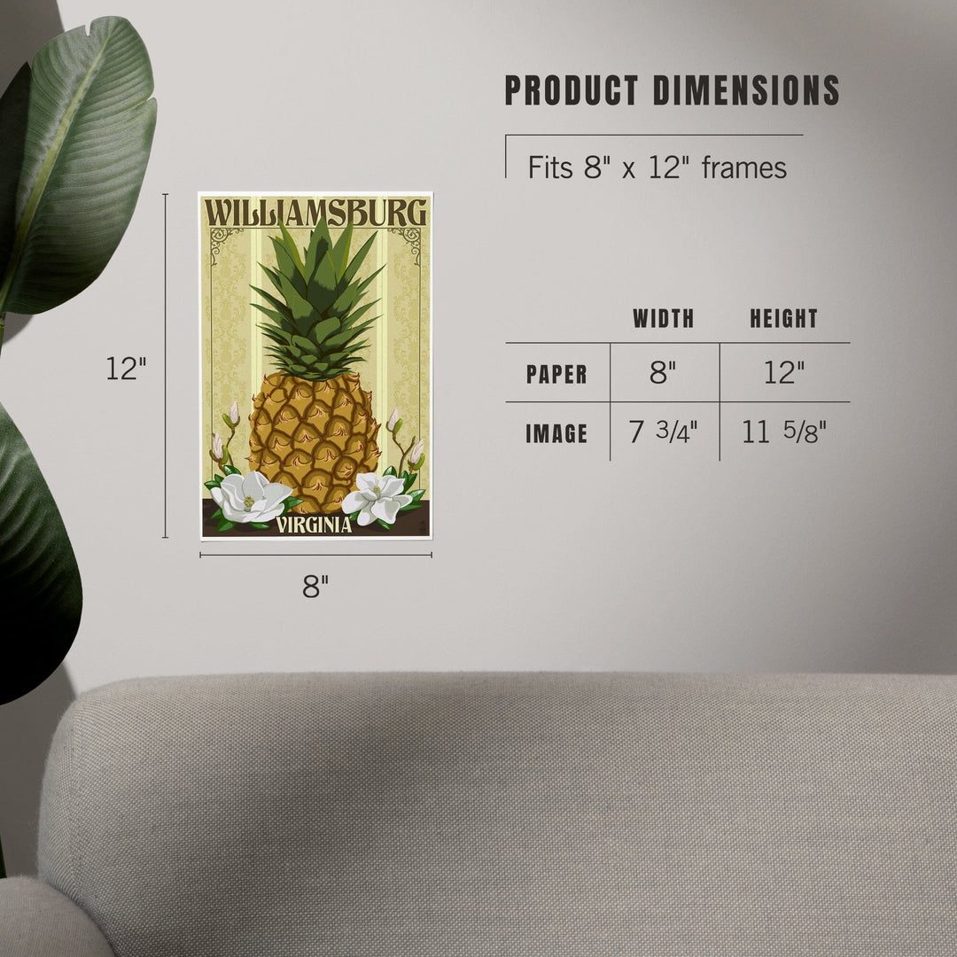 Williamsburg, Virginia, Colonial Pineapple, Art & Giclee Prints Art Lantern Press 
