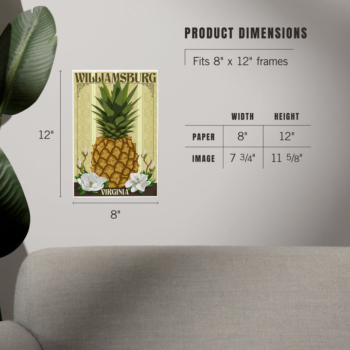 Williamsburg, Virginia, Colonial Pineapple, Art & Giclee Prints Art Lantern Press 