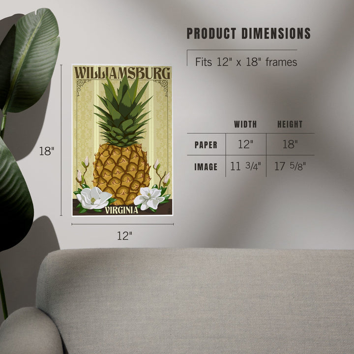 Williamsburg, Virginia, Colonial Pineapple, Art & Giclee Prints Art Lantern Press 