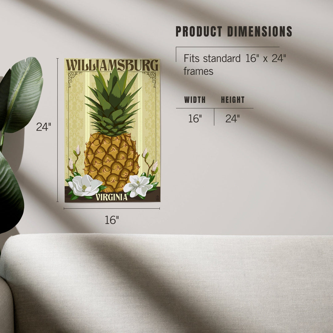 Williamsburg, Virginia, Colonial Pineapple, Art & Giclee Prints Art Lantern Press 